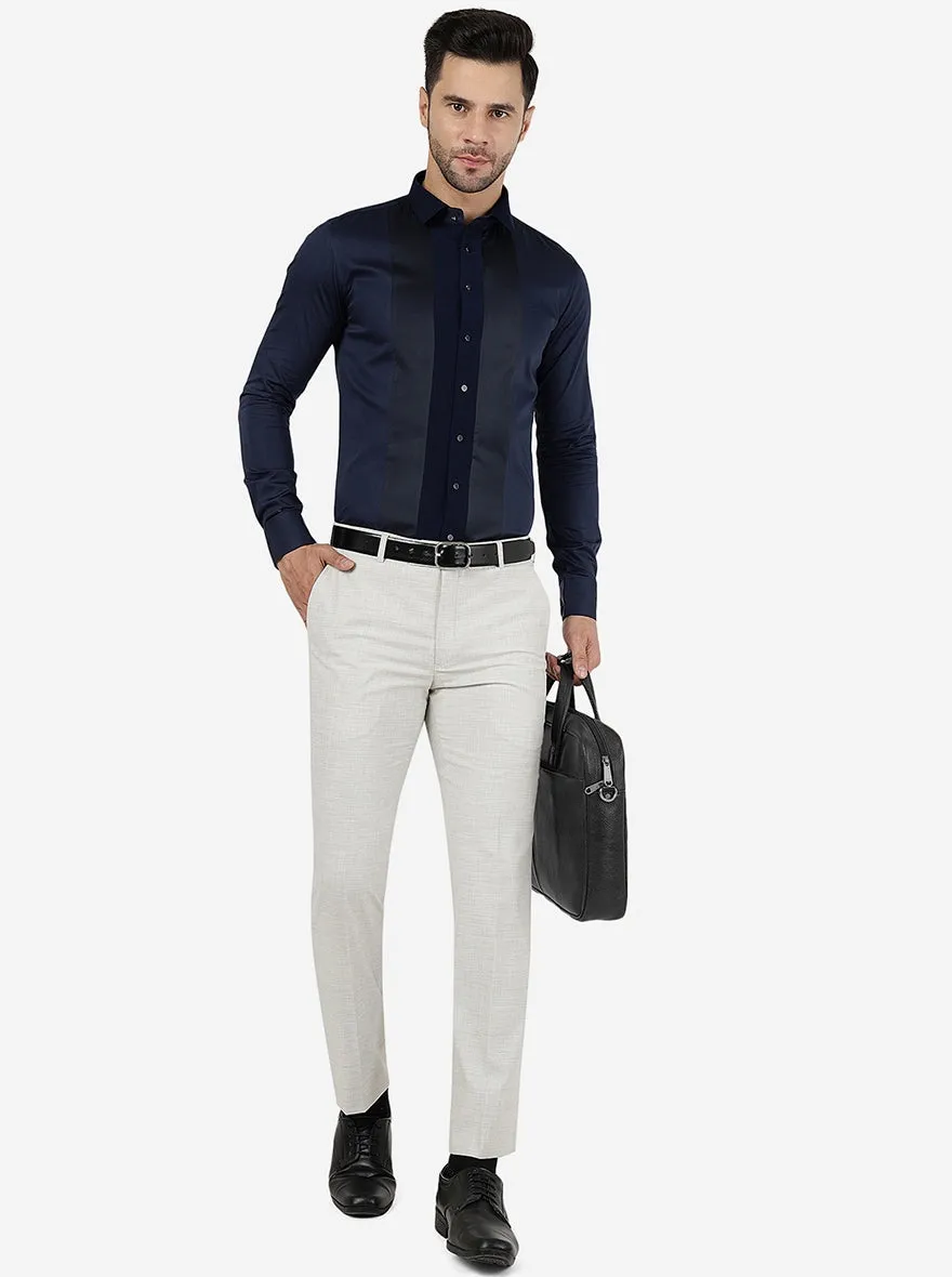 Blue Solid Slim Fit Party Wear Shirt | JB Studio