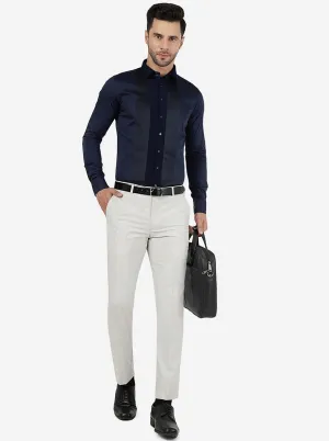 Blue Solid Slim Fit Party Wear Shirt | JB Studio
