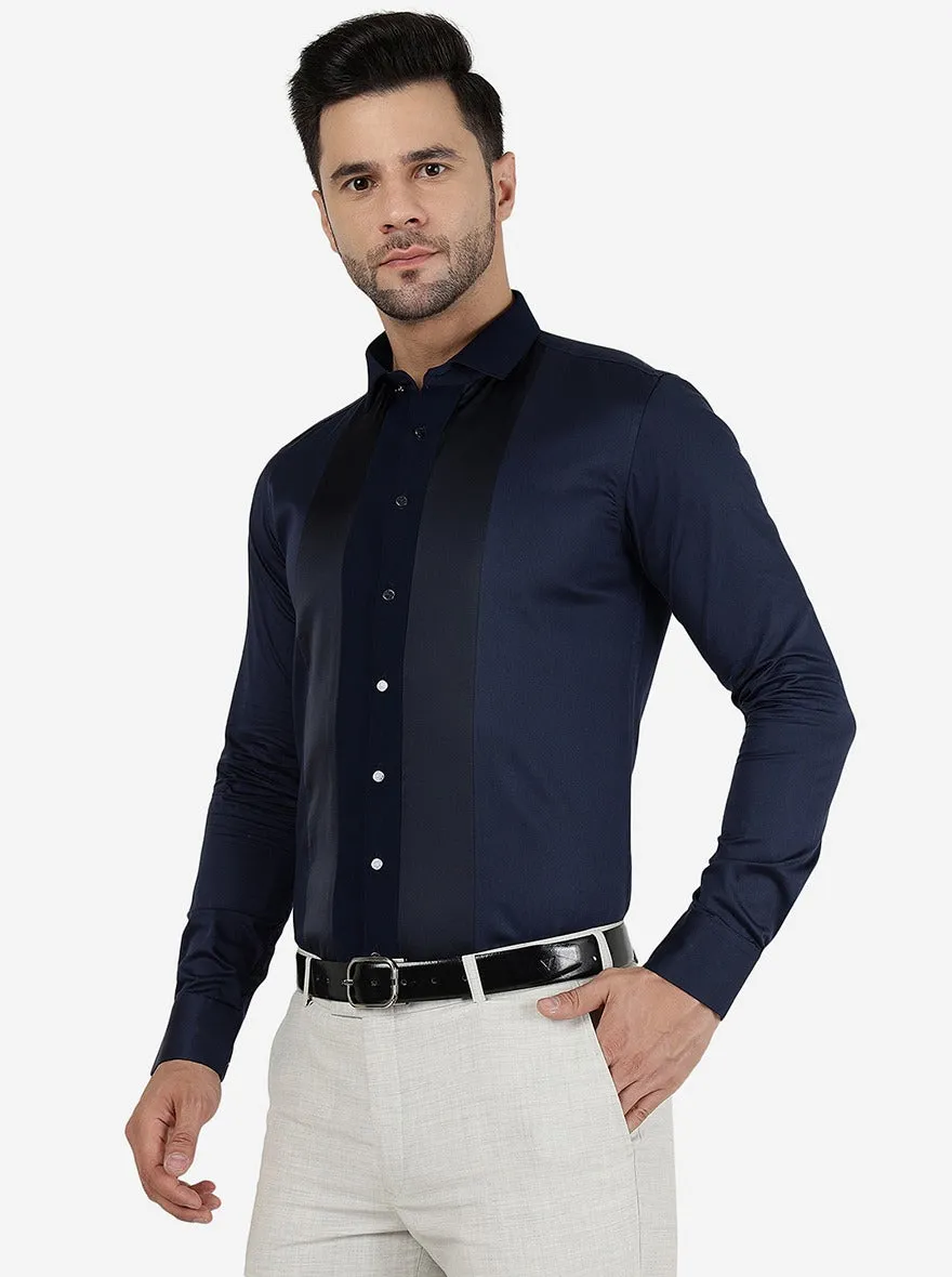 Blue Solid Slim Fit Party Wear Shirt | JB Studio
