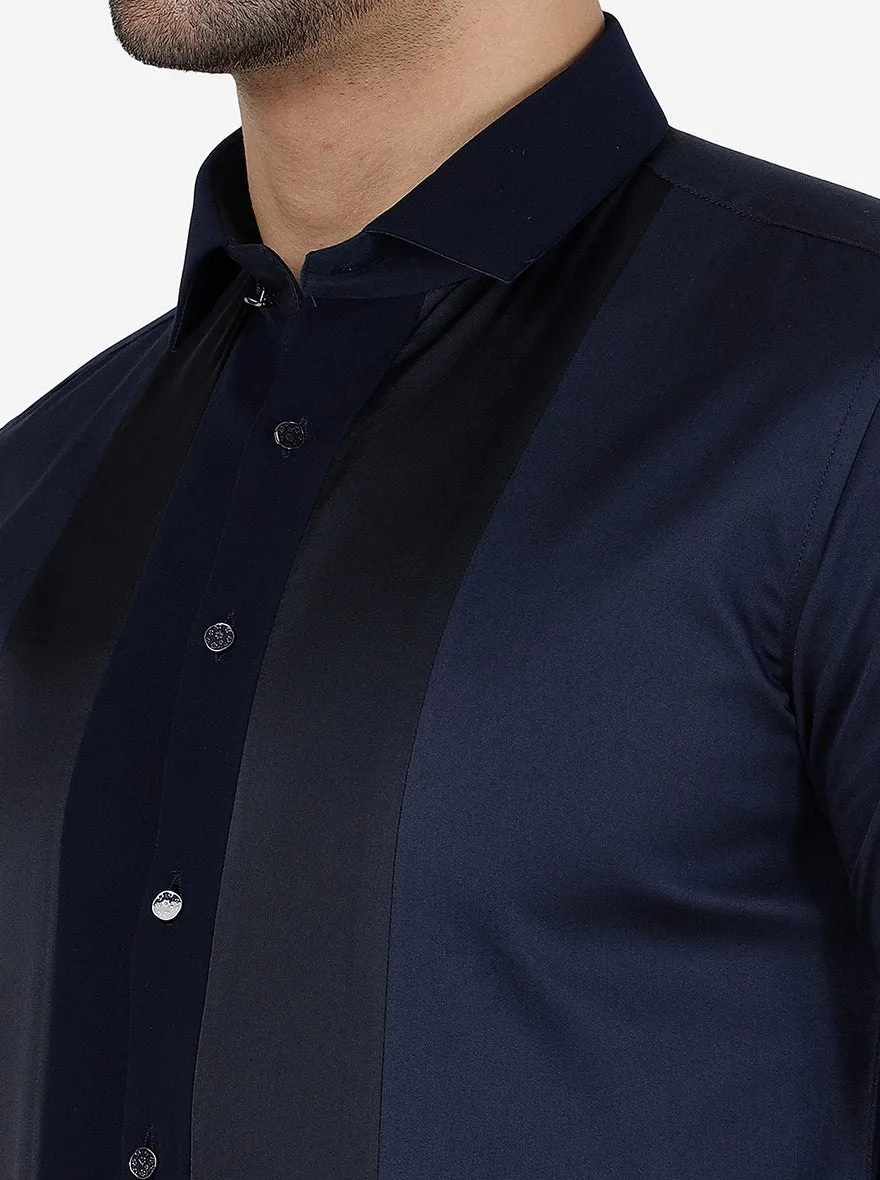 Blue Solid Slim Fit Party Wear Shirt | JB Studio
