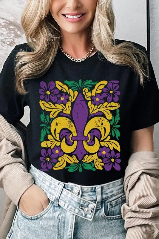 Boho Fleur De Lis Mardi Gras Graphic Plus Tee