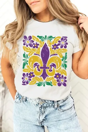 Boho Fleur De Lis Mardi Gras Graphic Plus Tee