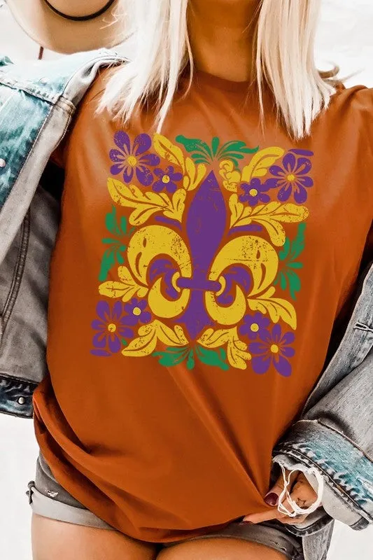Boho Fleur De Lis Mardi Gras Graphic Plus Tee