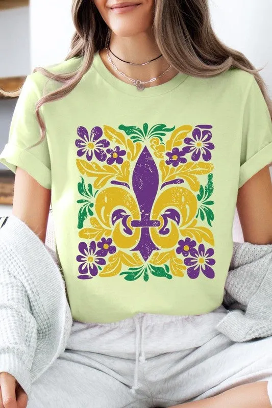Boho Fleur De Lis Mardi Gras Graphic Plus Tee