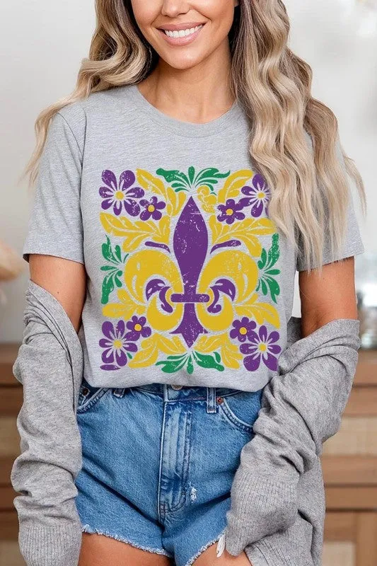 Boho Fleur De Lis Mardi Gras Graphic Plus Tee
