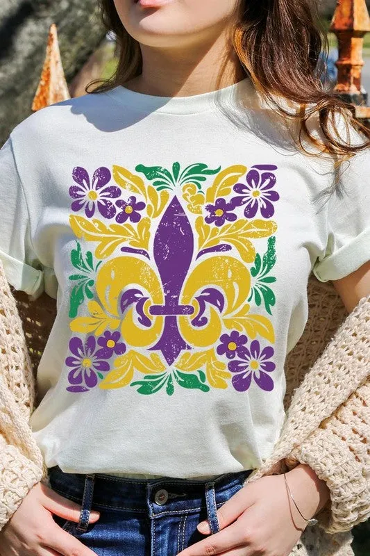 Boho Fleur De Lis Mardi Gras Graphic Plus Tee