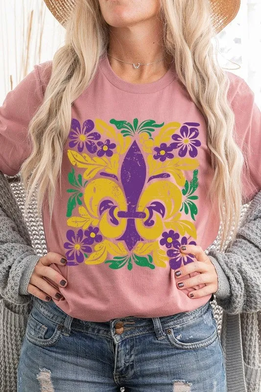 Boho Fleur De Lis Mardi Gras Graphic Plus Tee