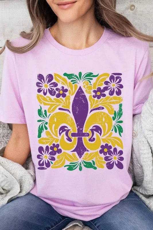 Boho Fleur De Lis Mardi Gras Graphic Plus Tee