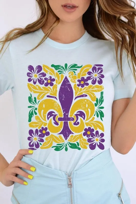 Boho Fleur De Lis Mardi Gras Graphic Plus Tee