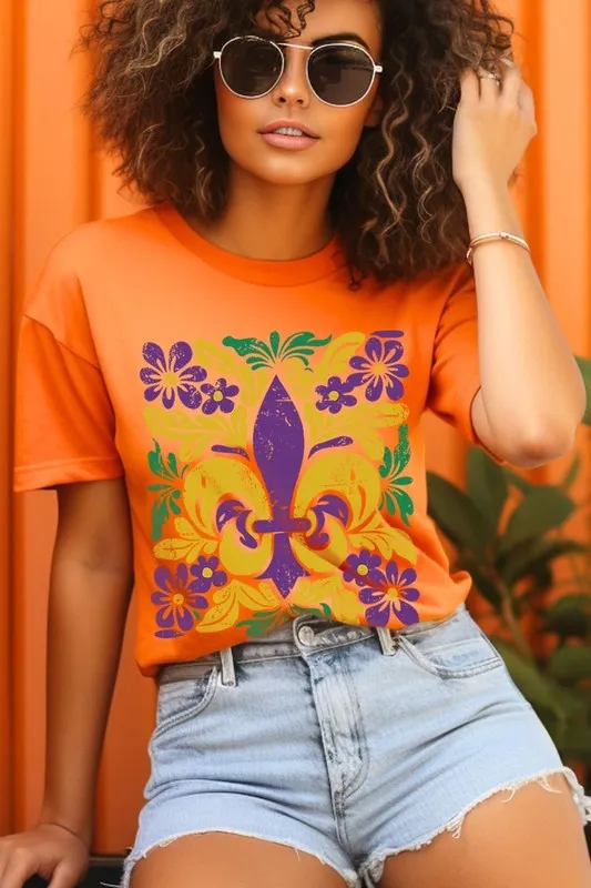 Boho Fleur De Lis Mardi Gras Graphic Plus Tee