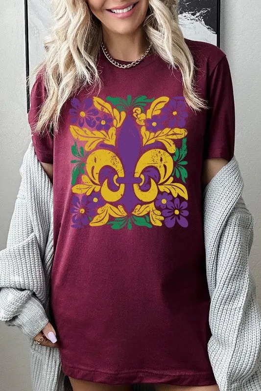 Boho Fleur De Lis Mardi Gras Graphic Plus Tee
