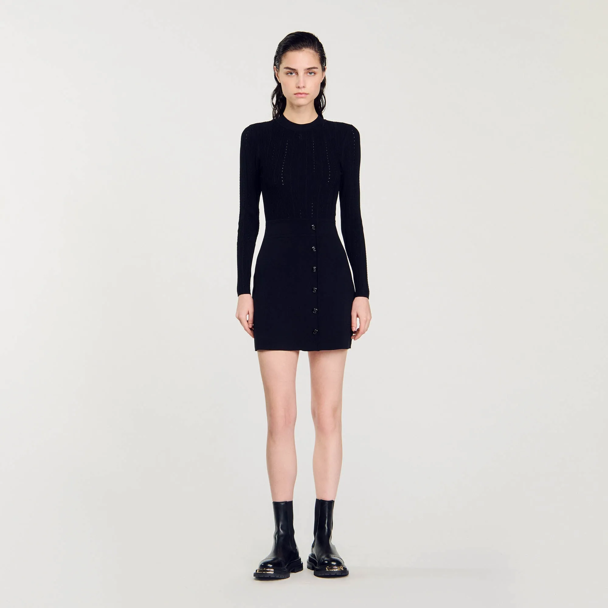 Bonheur Knit Mini Dress Black