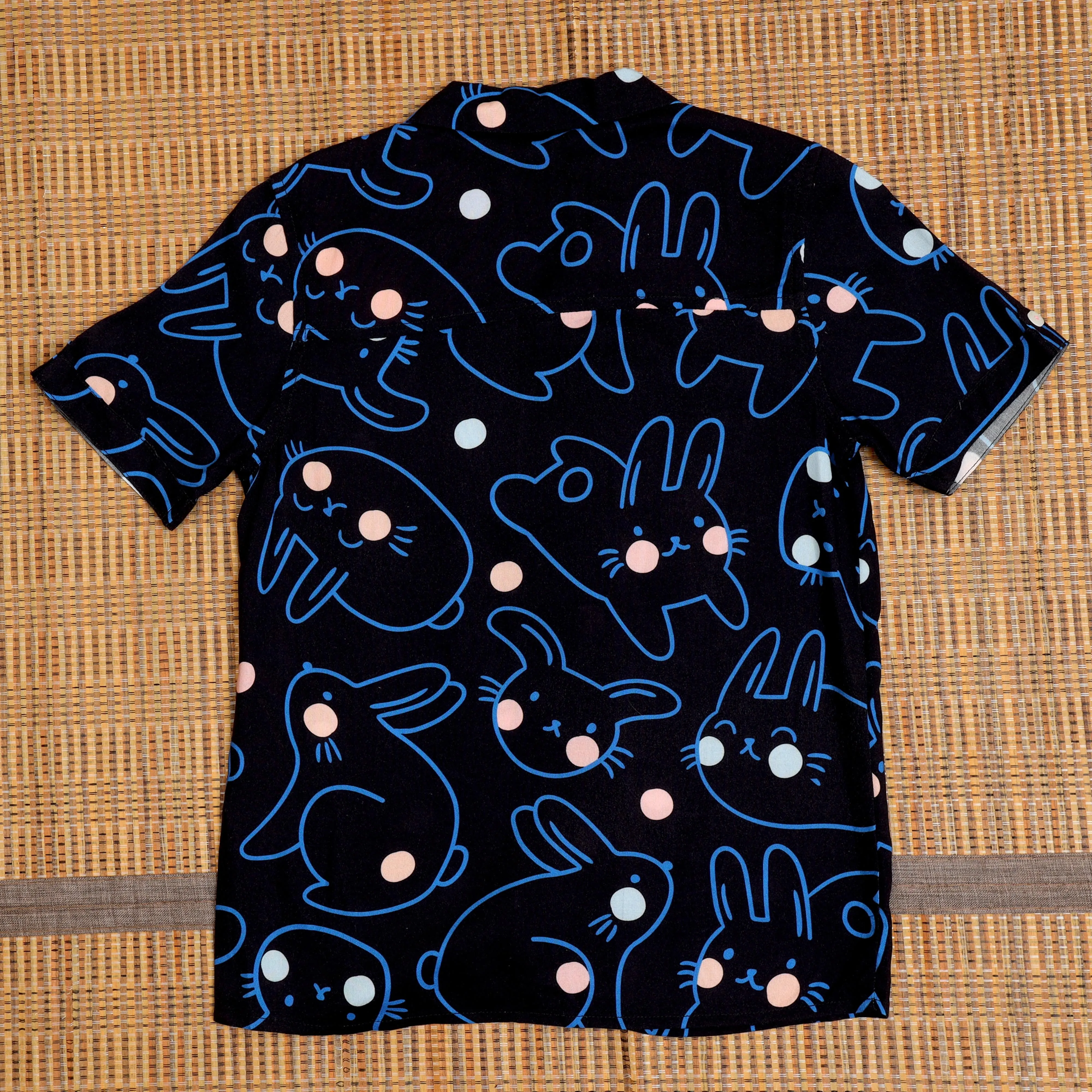 Boys Cat Printed Shirt Black Blue