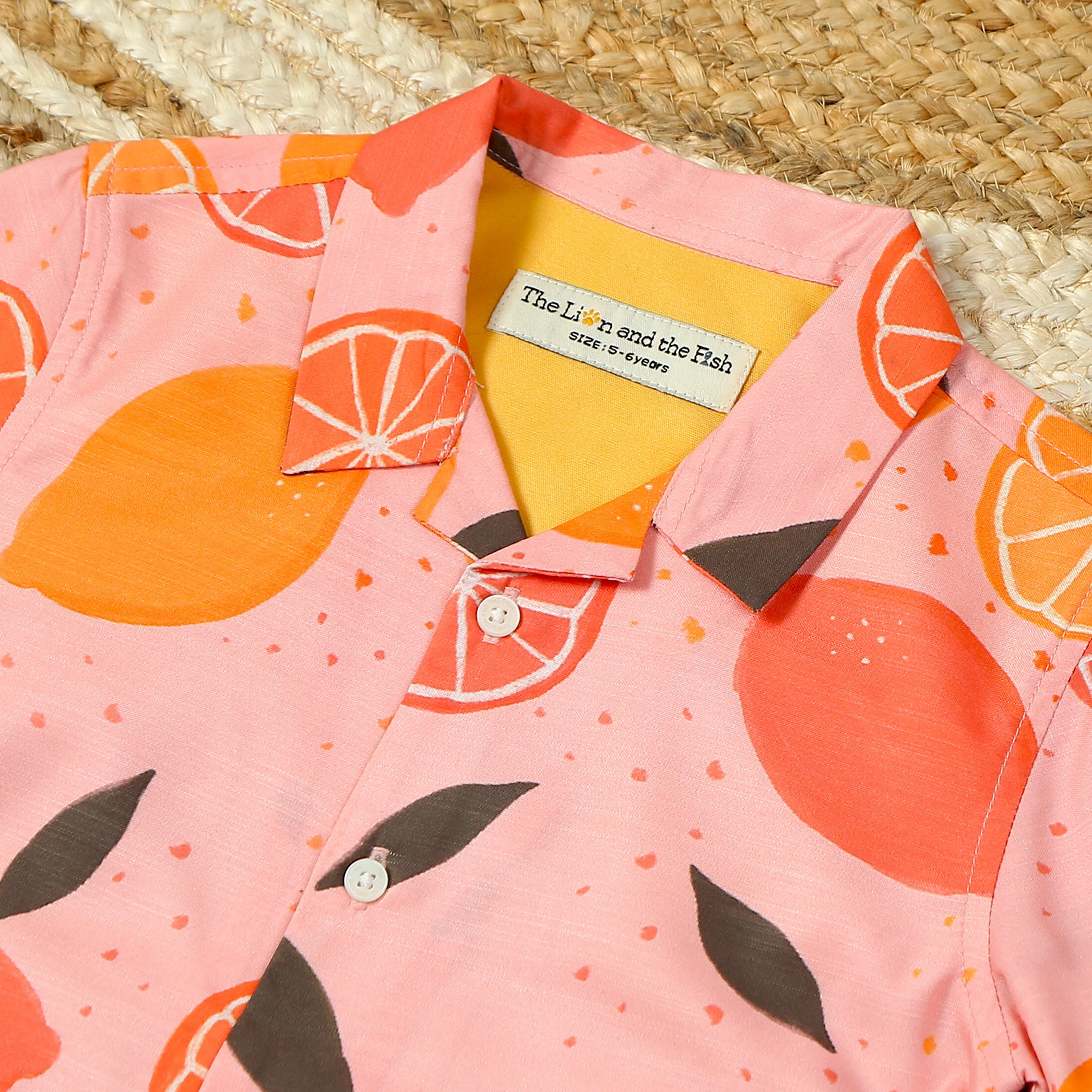 Boys Lemon Printed Shirt Peach Mustard