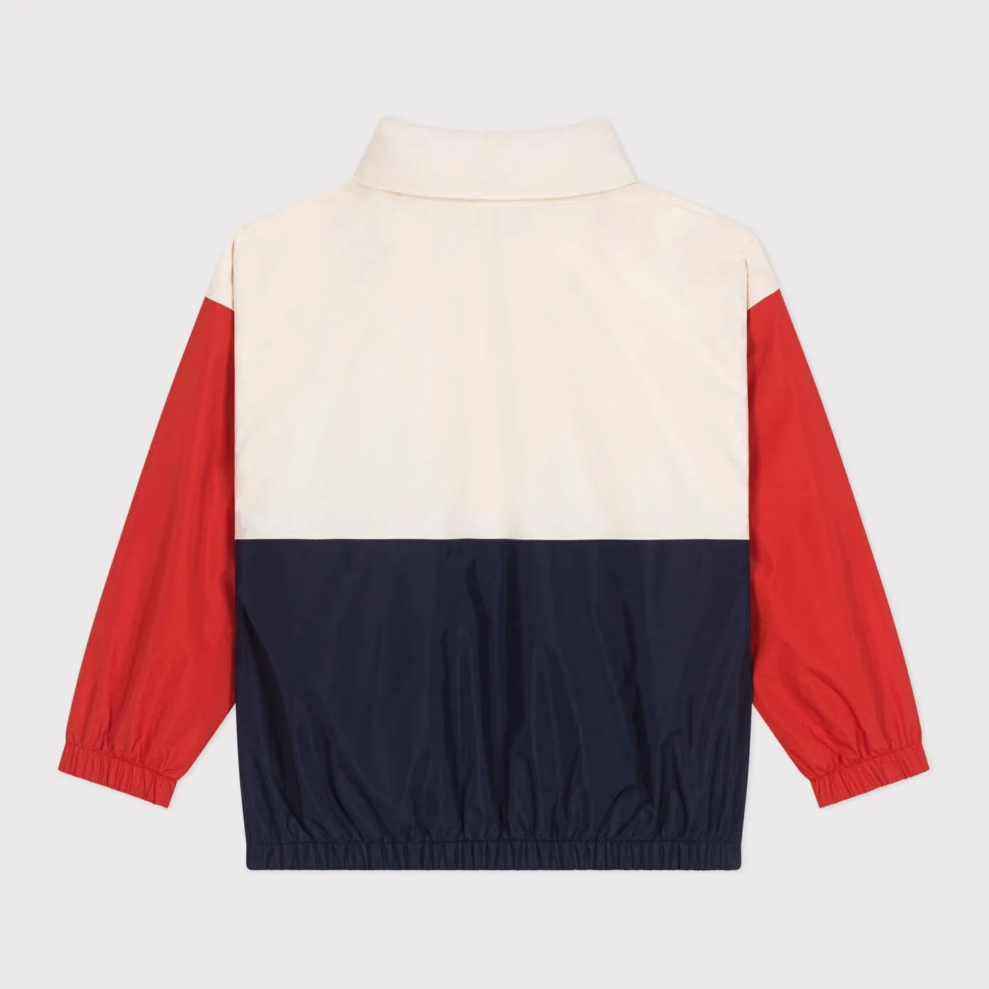 Boys Red And White Printed Logo Jacket
