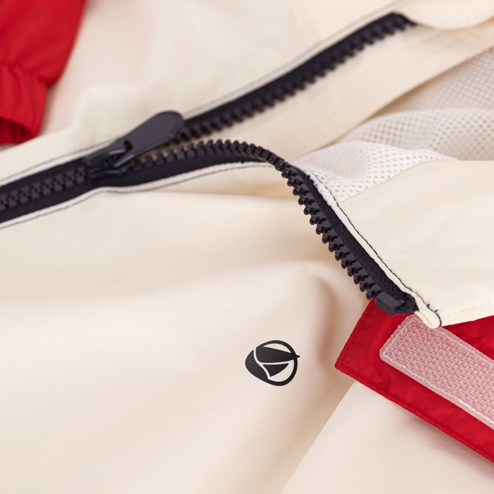Boys Red And White Printed Logo Jacket