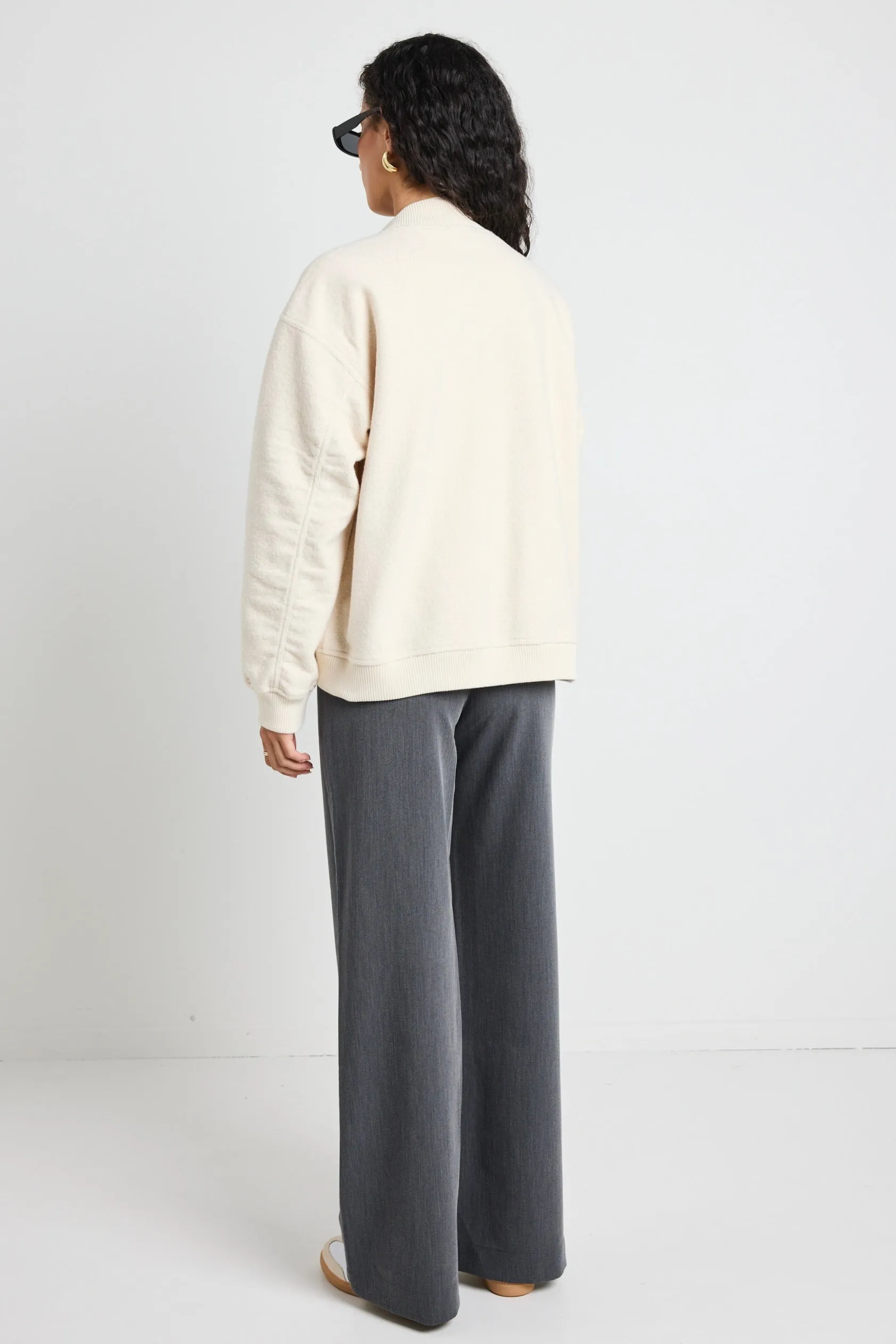 Brisk Bone Boucle Bomber Jacket