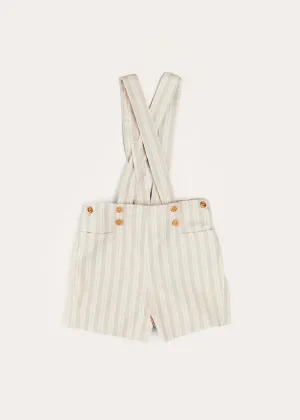 Brompton Striped Shorts With Braces in Beige (12mths-4yrs)