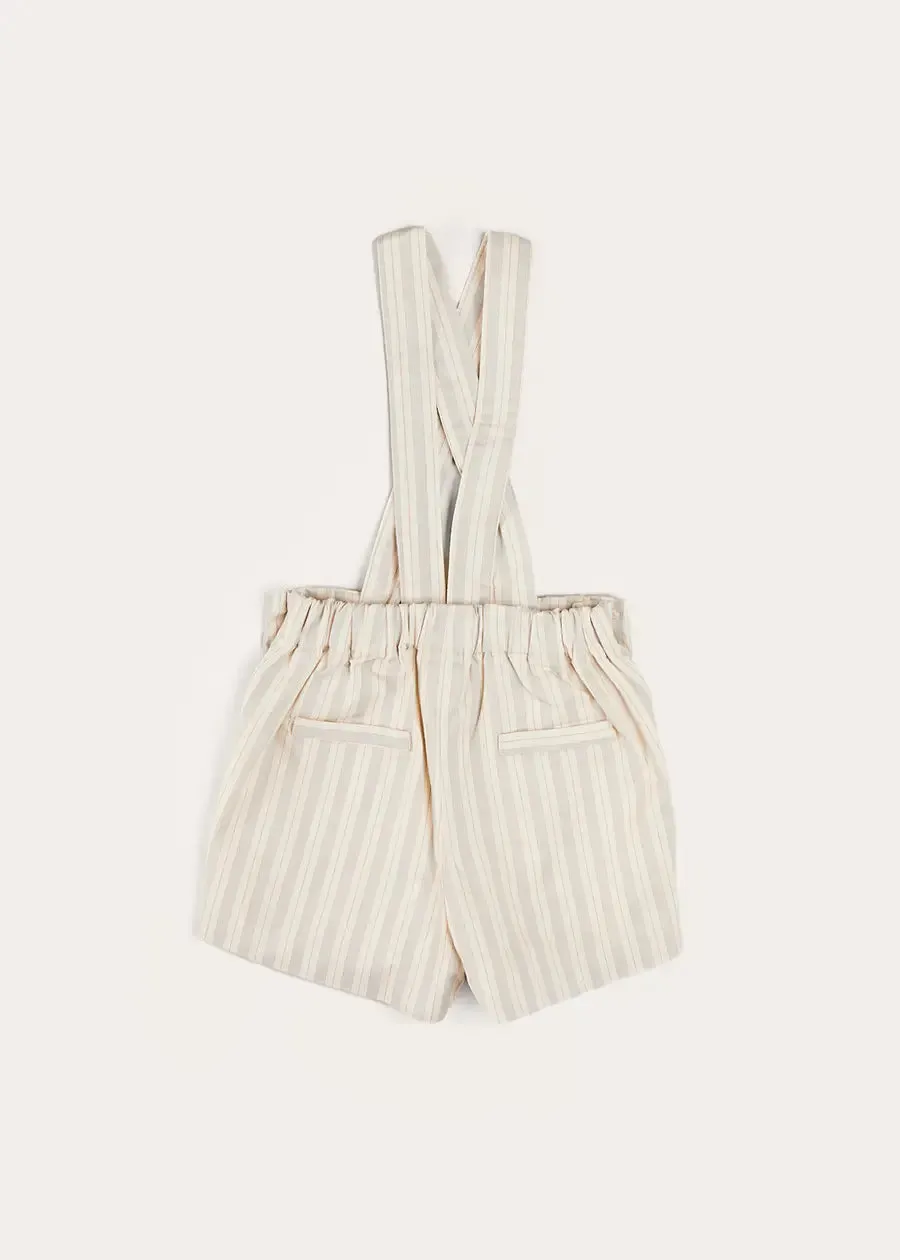 Brompton Striped Shorts With Braces in Beige (12mths-4yrs)