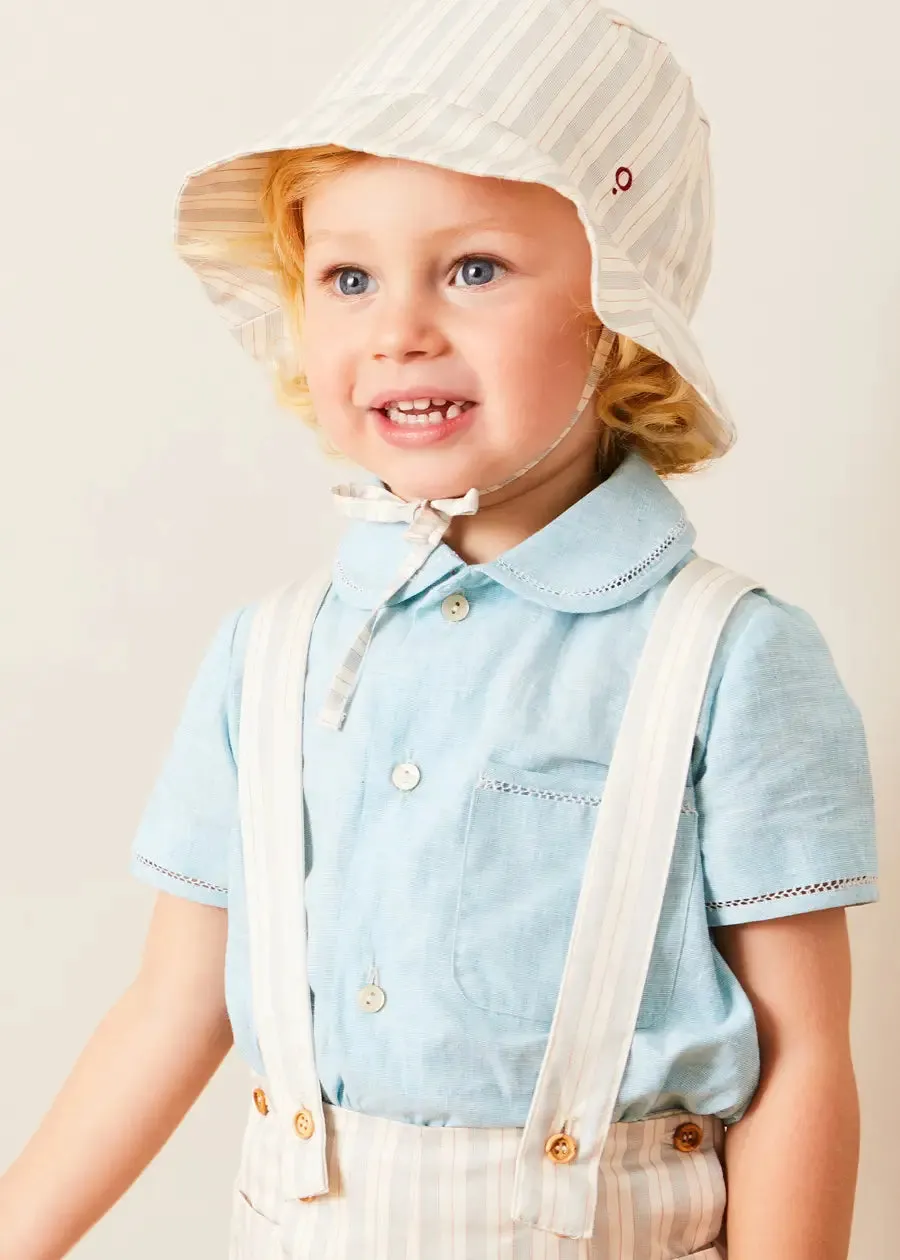 Brompton Striped Shorts With Braces in Beige (12mths-4yrs)