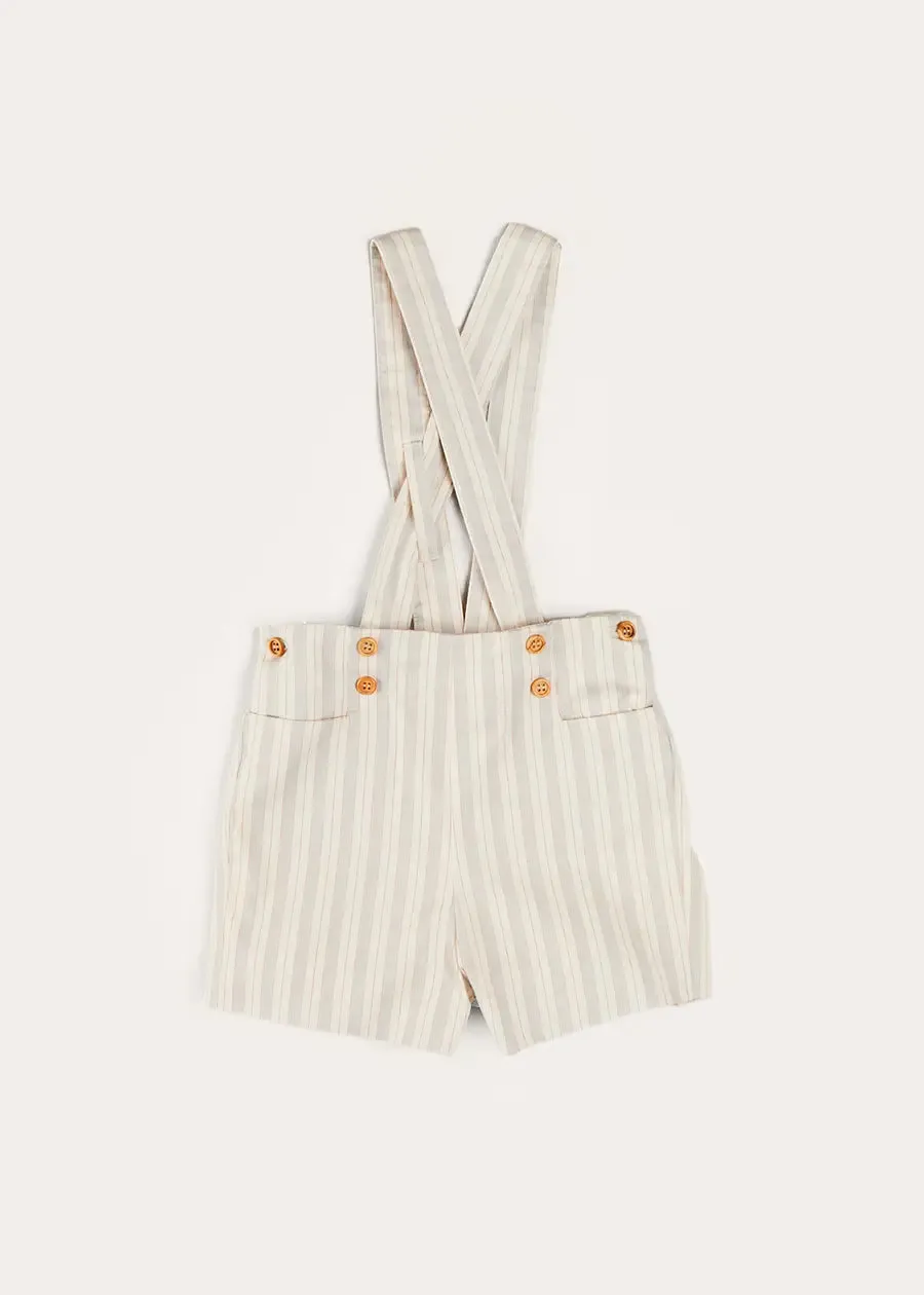Brompton Striped Shorts With Braces in Beige (12mths-4yrs)