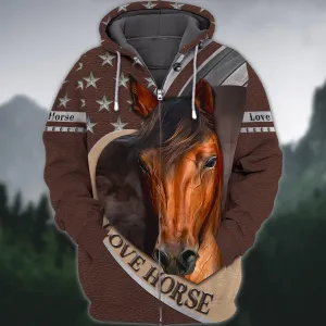 Brown Horse 3D Shirts Design, Love Horse