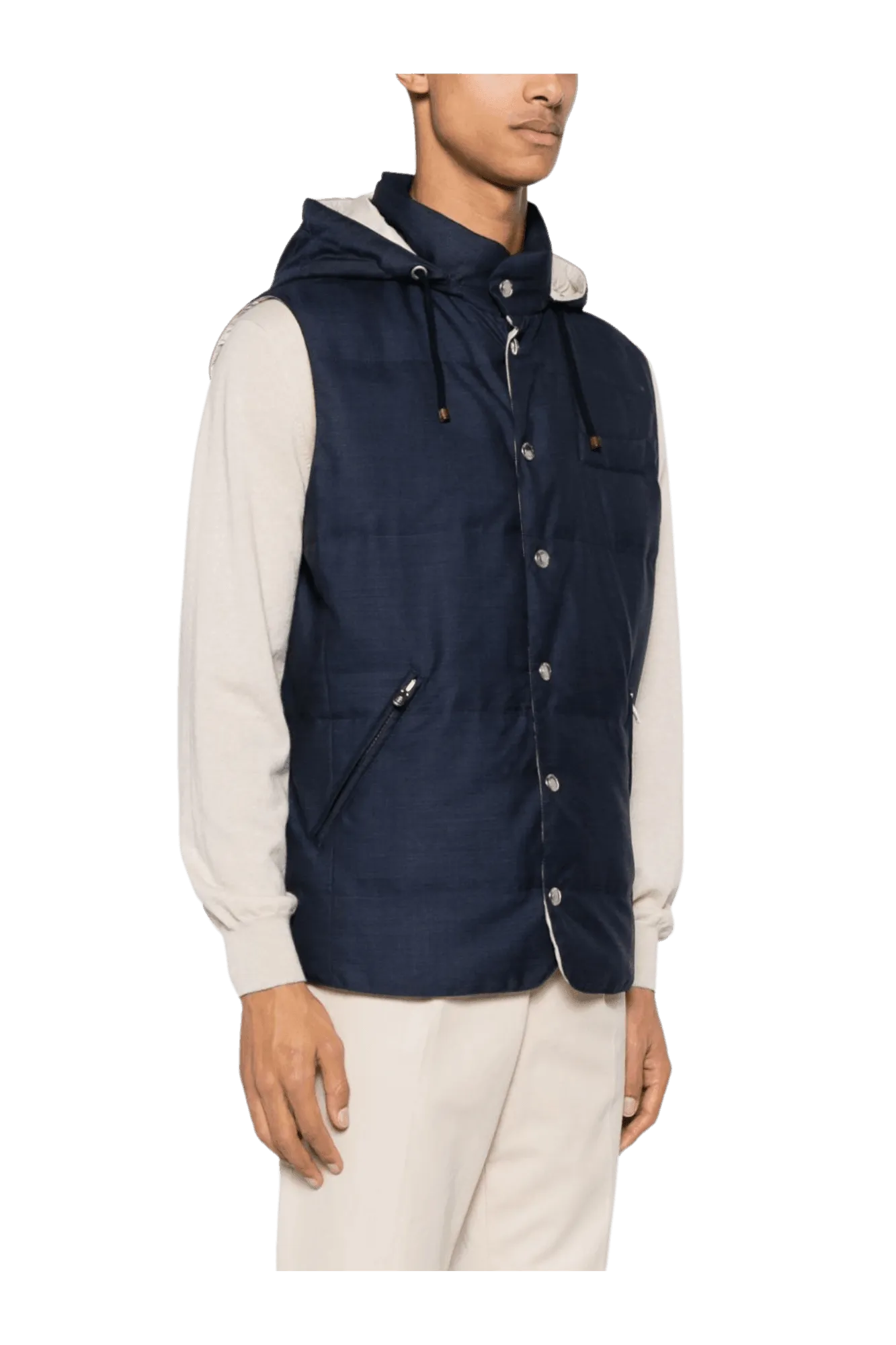 Brunello Cucinelli Men's Sleeveless Hooded Down Jacket