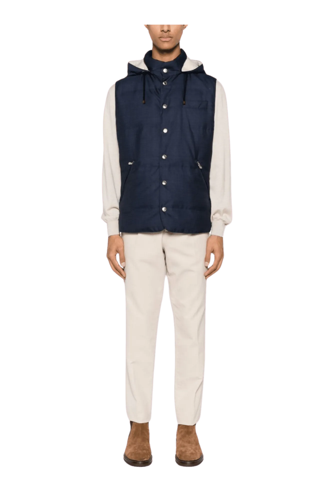 Brunello Cucinelli Men's Sleeveless Hooded Down Jacket