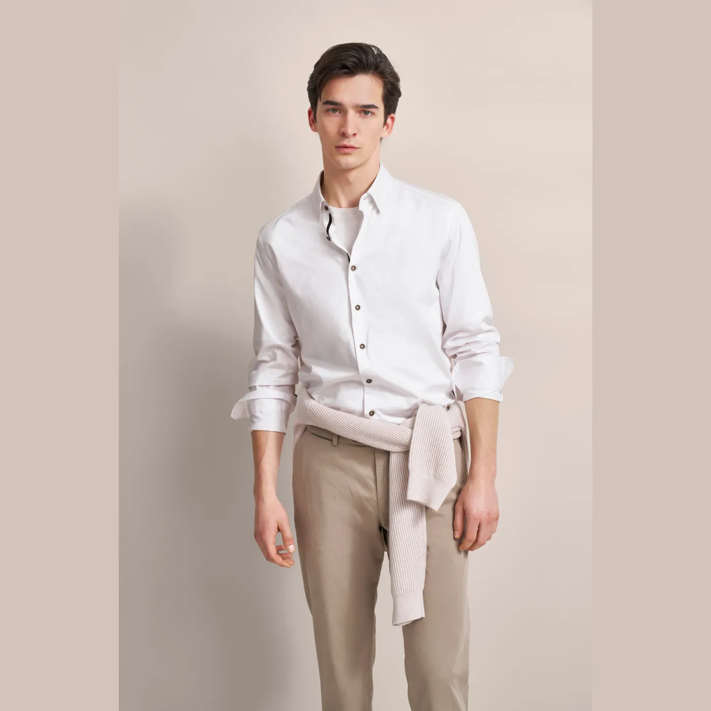 Bugatti L/S Shirt w/Brown Buttons