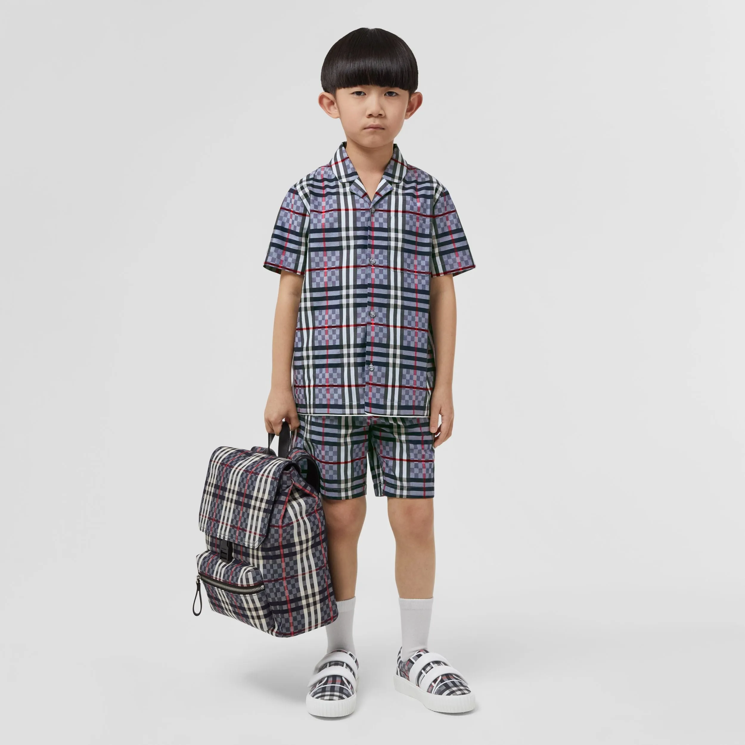 Burberry Chequerboard Stretch Cotton Tailored Shorts