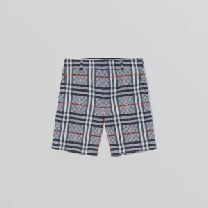 Burberry Chequerboard Stretch Cotton Tailored Shorts