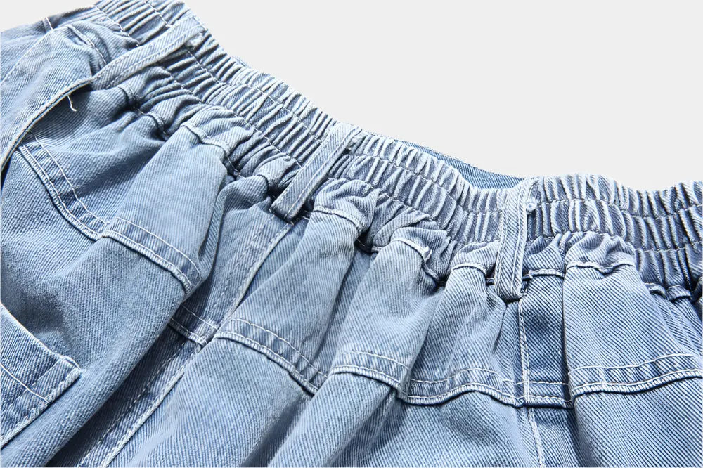 Button-Detail Stretch Denim Shorts
