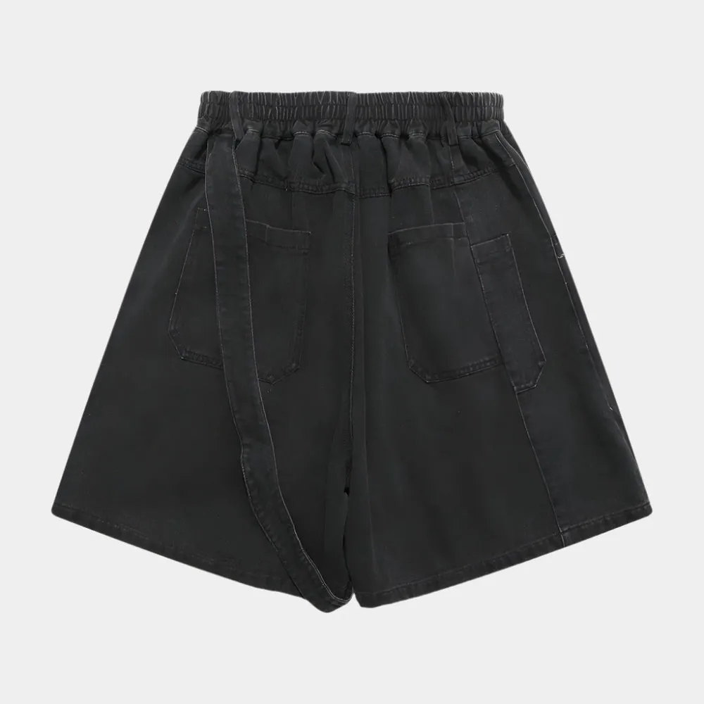 Button-Detail Stretch Denim Shorts