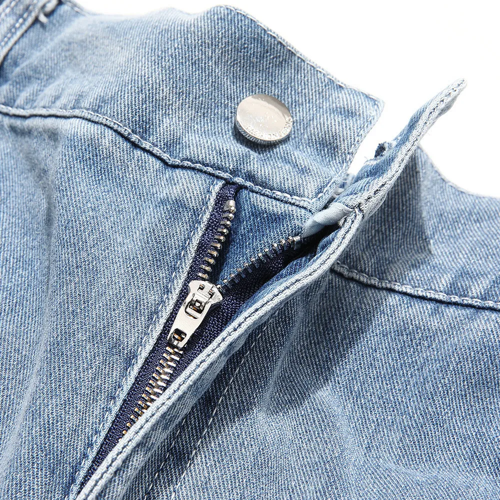 Button-Detail Stretch Denim Shorts