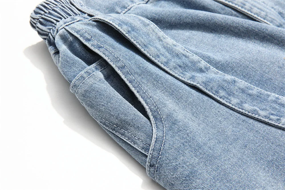 Button-Detail Stretch Denim Shorts