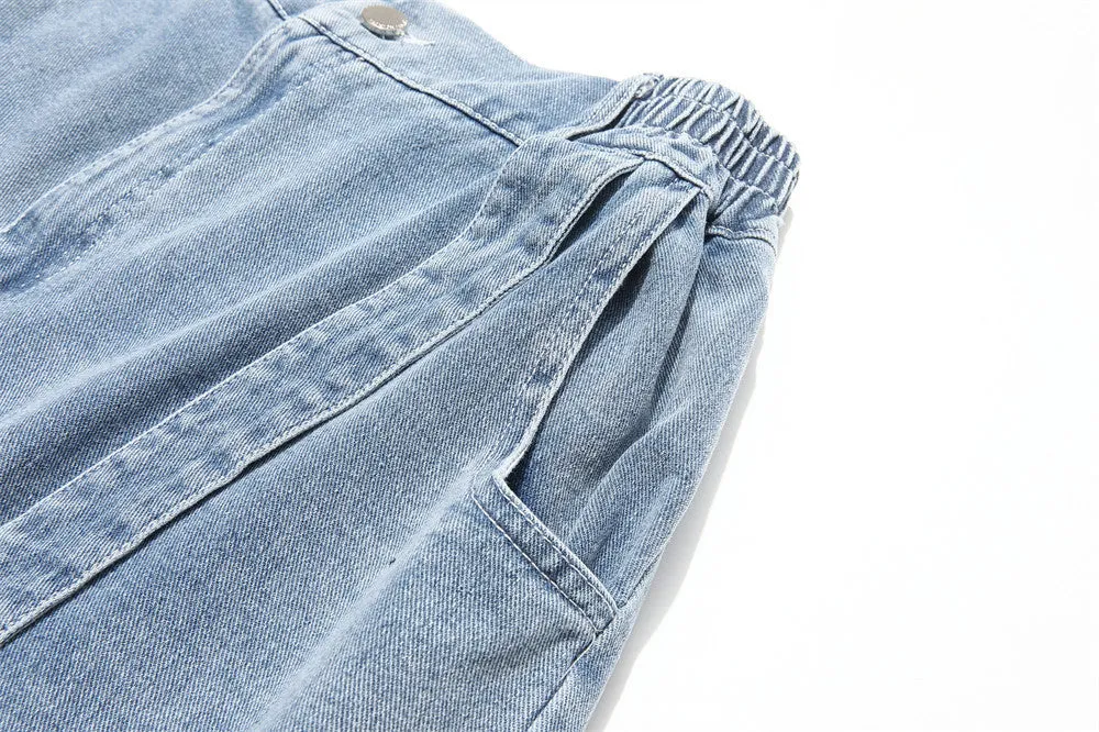 Button-Detail Stretch Denim Shorts