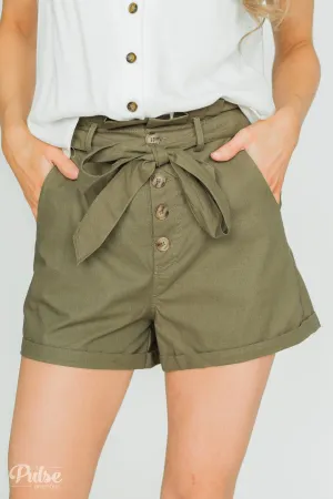 Button-Up Shorts- Olive