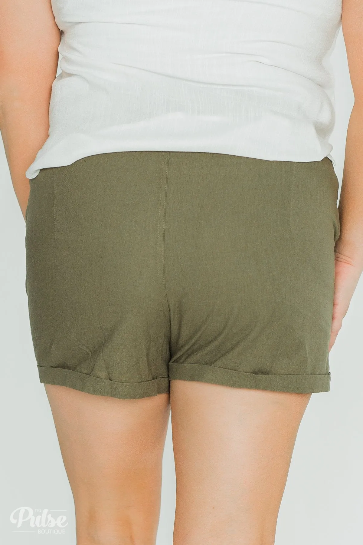 Button-Up Shorts- Olive