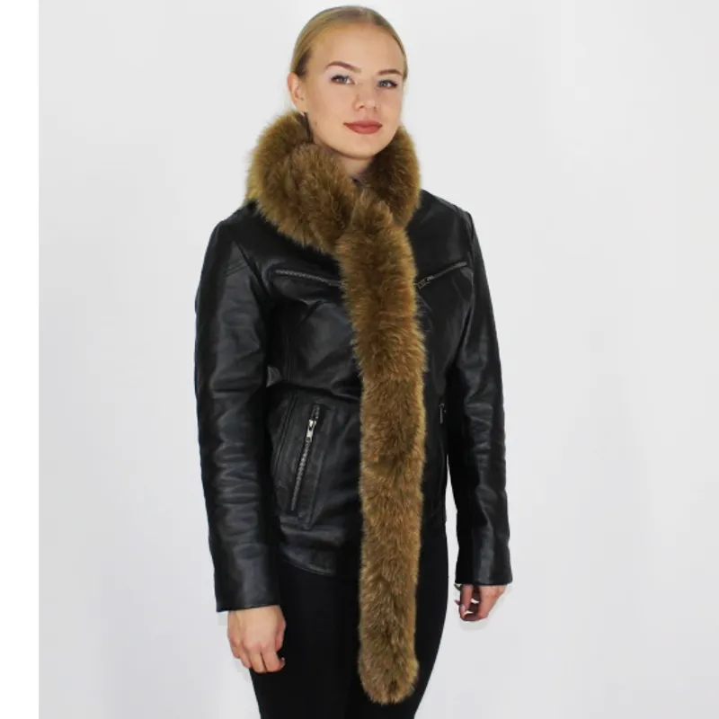 Camel colored fox boa   pom-pom