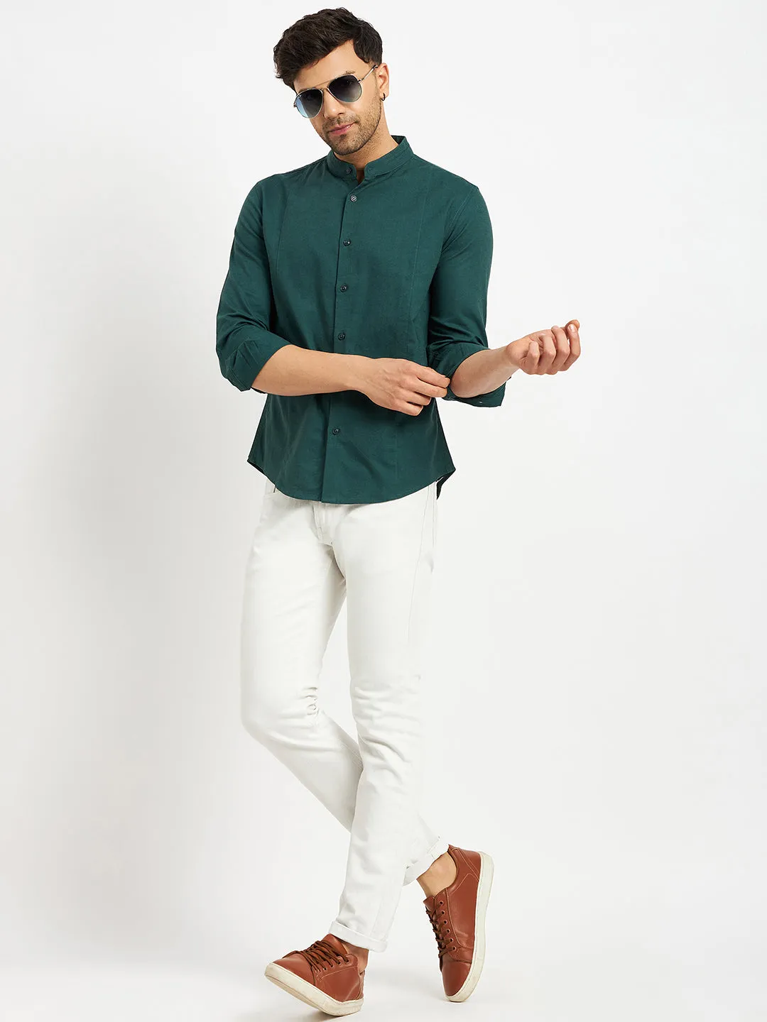 Camla Green Shirts For Men
