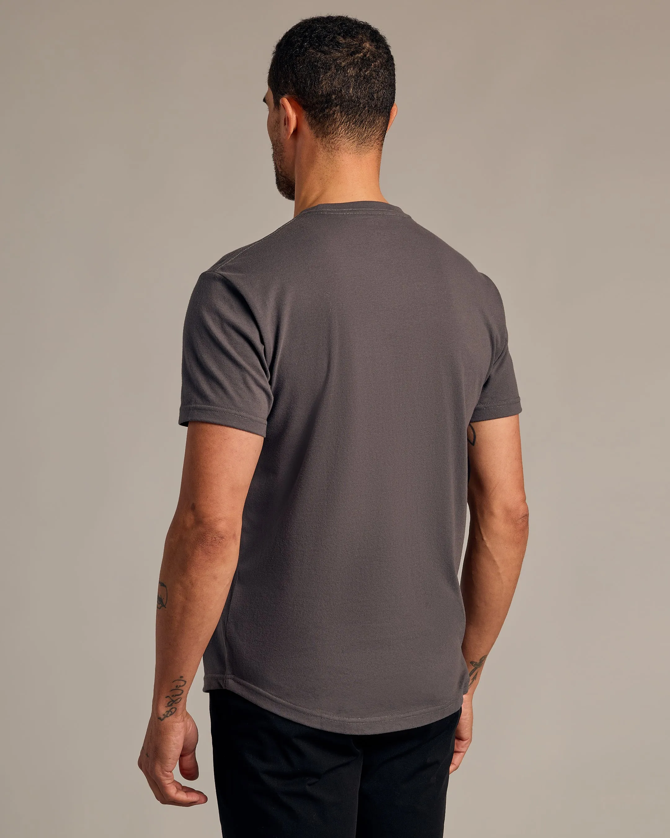 Carbon Short Sleeve Curved Hem Crew