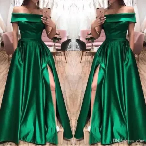 cheap prom dresses 2021 green boat neck short sleeve elegant simple long prom gown