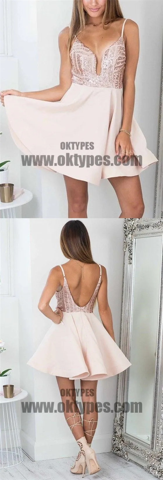 Cheap Simple Sparkly Sequin Sexy Cute Homecoming Dresses 2018, TYP0661