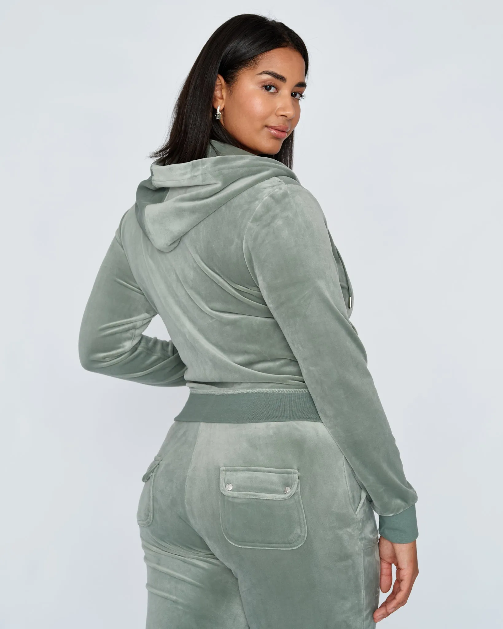 Classic Velour Robertson Zip Hoodie Chinois Green