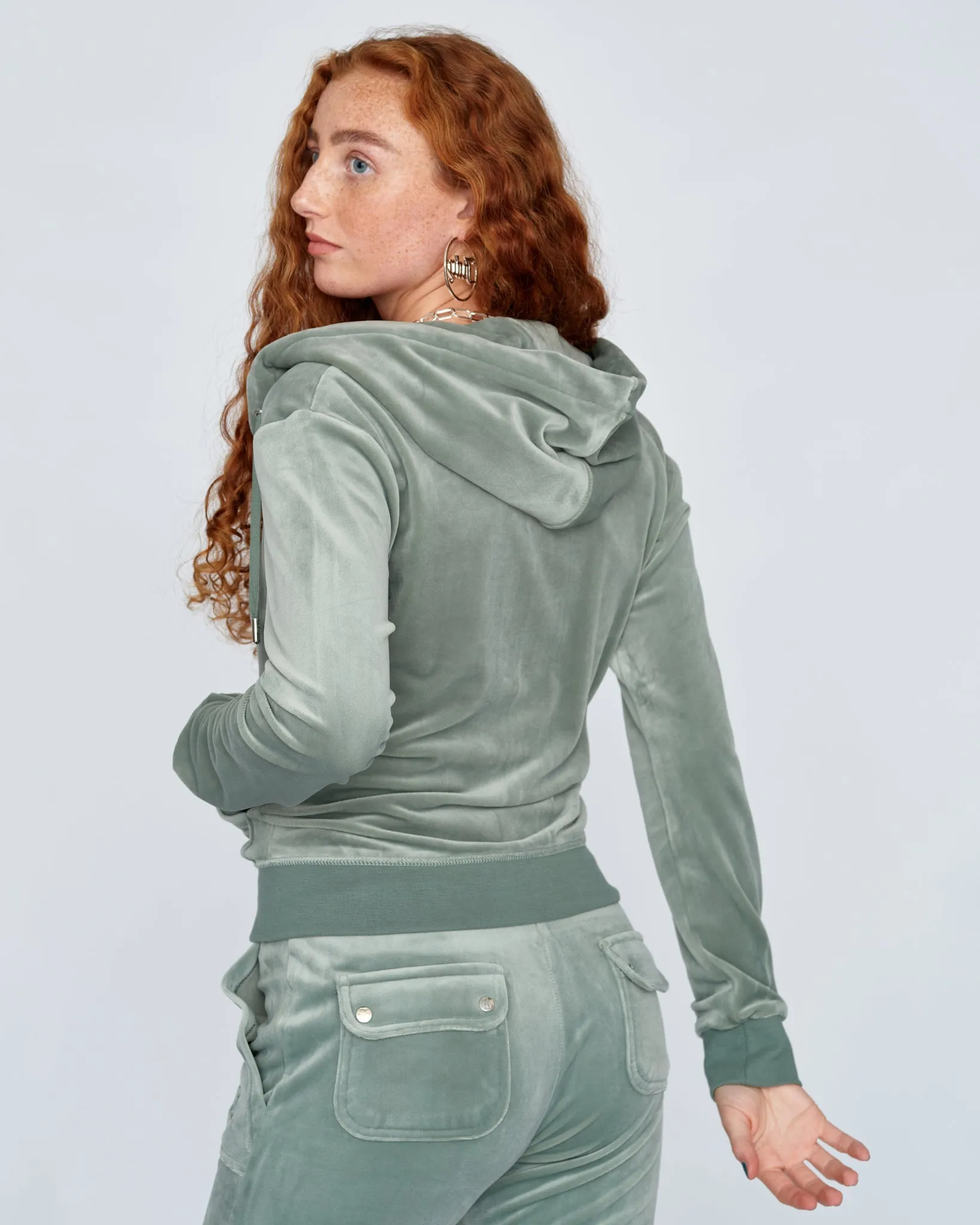 Classic Velour Robertson Zip Hoodie Chinois Green