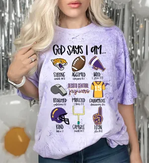 Comfort Colors Color Blast God Says I am A Desoto Central Jaguar Unisex Shirt / Adult Sizes/Desoto County Schools /DC Jags Mississippi School Shirt