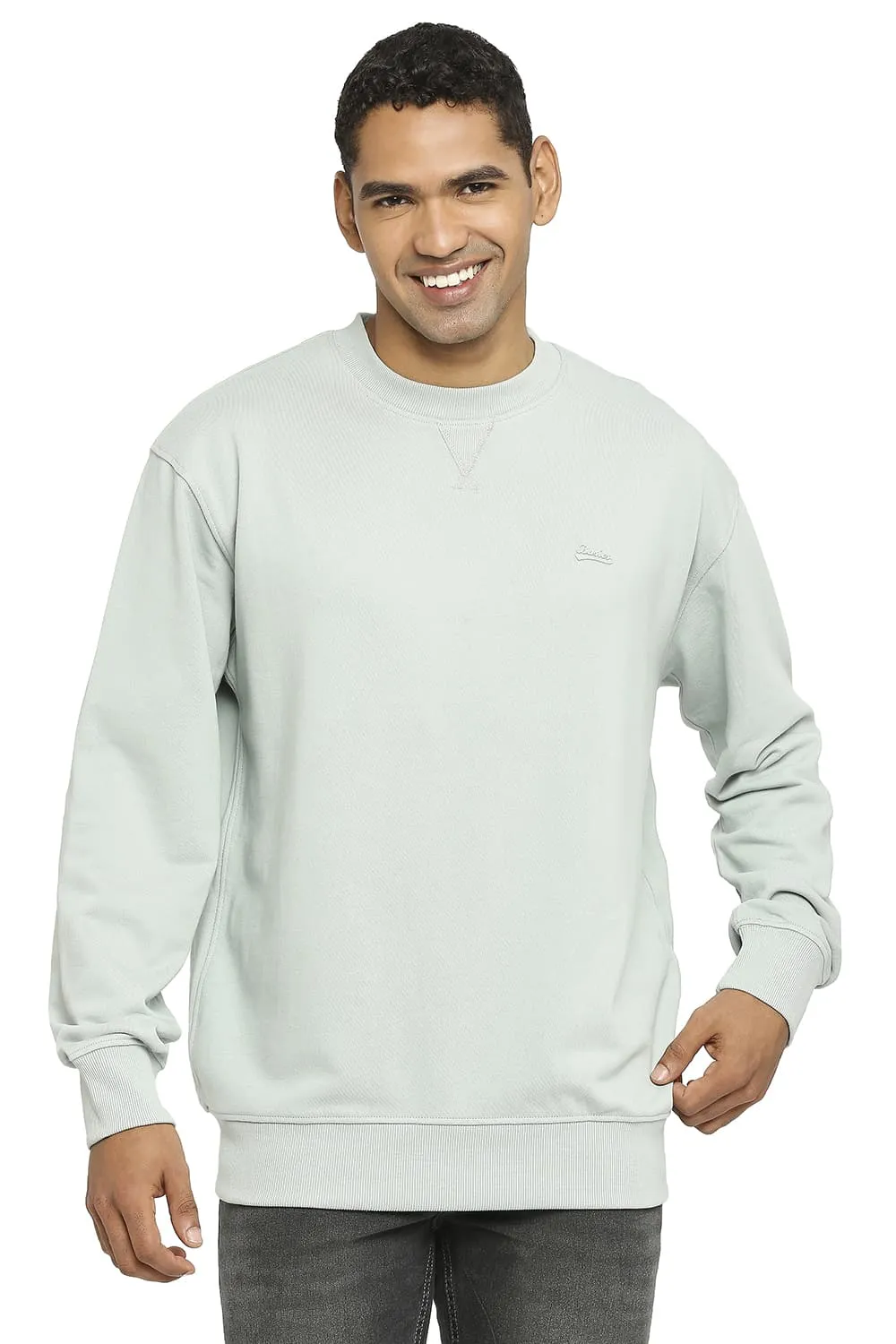 Comfort Fit Cotton Non Brushed Fleece Pullover Sweatshirt