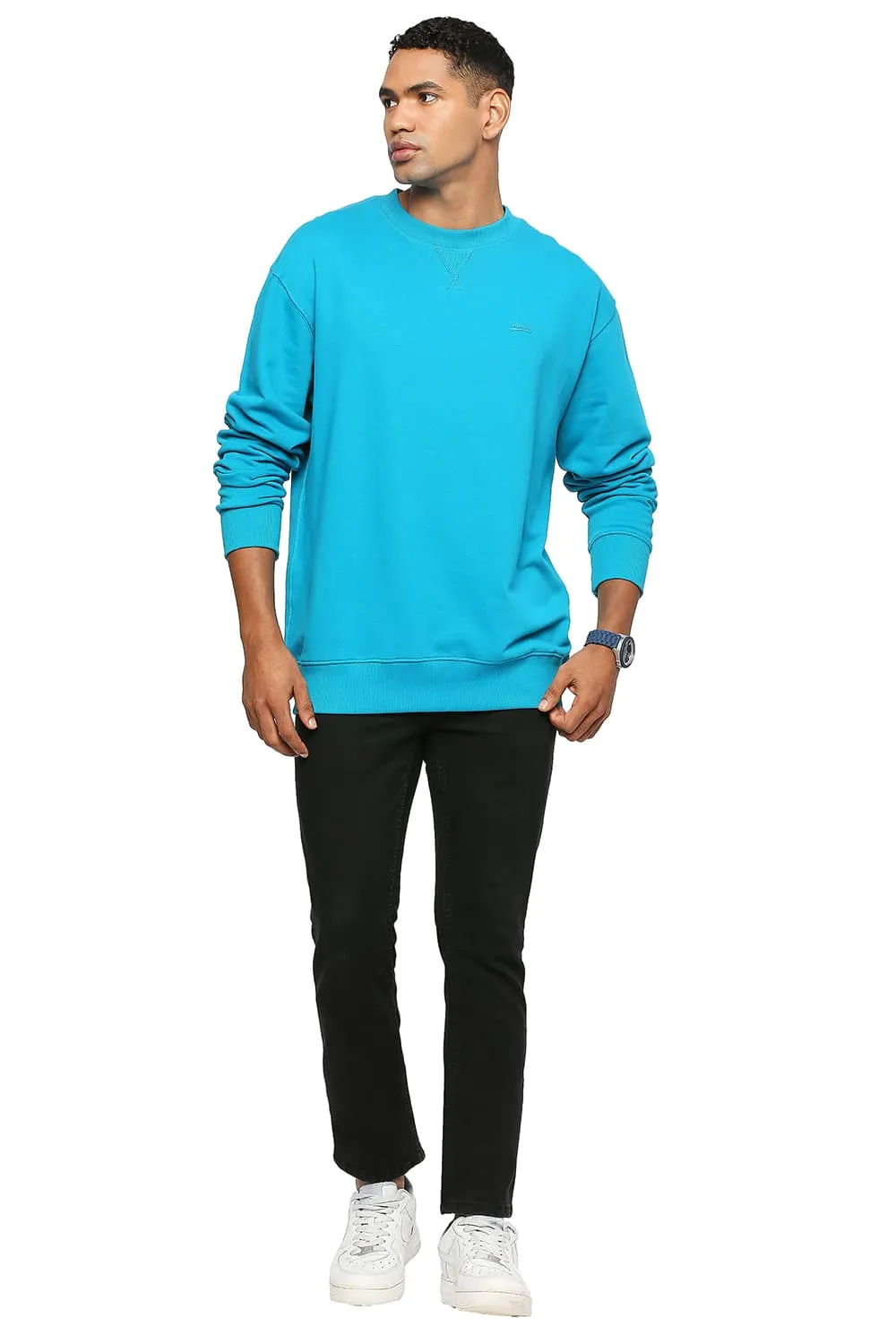 Comfort Fit Cotton Non Brushed Fleece Pullover Sweatshirt