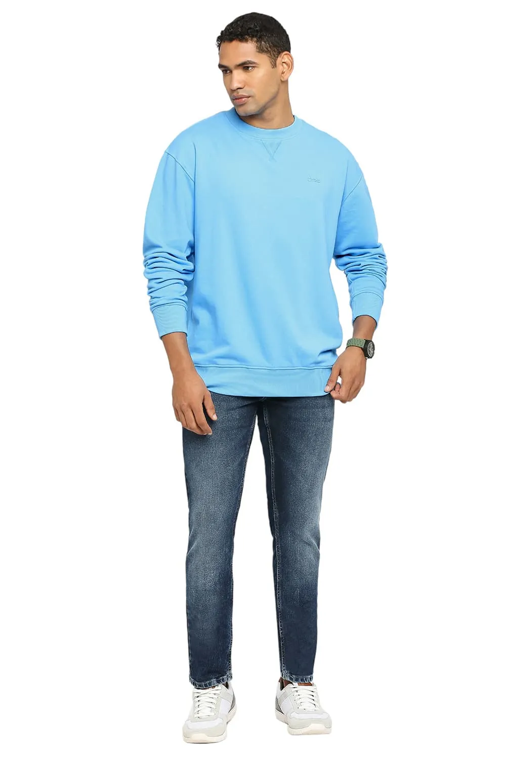 Comfort Fit Cotton Non Brushed Fleece Pullover Sweatshirt