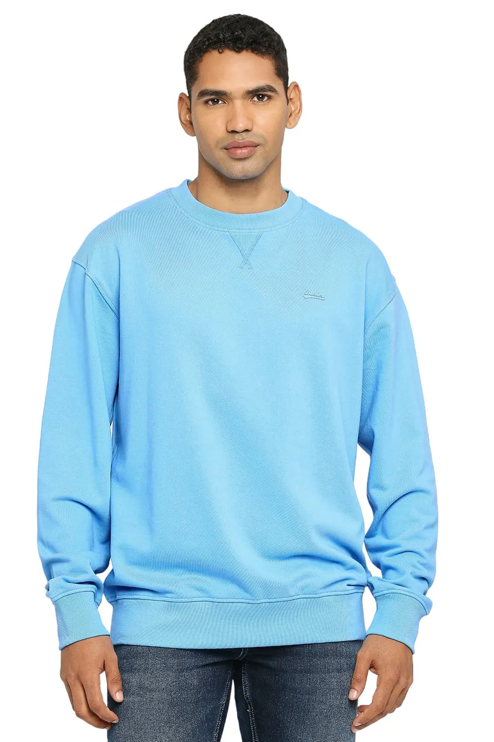 Comfort Fit Cotton Non Brushed Fleece Pullover Sweatshirt